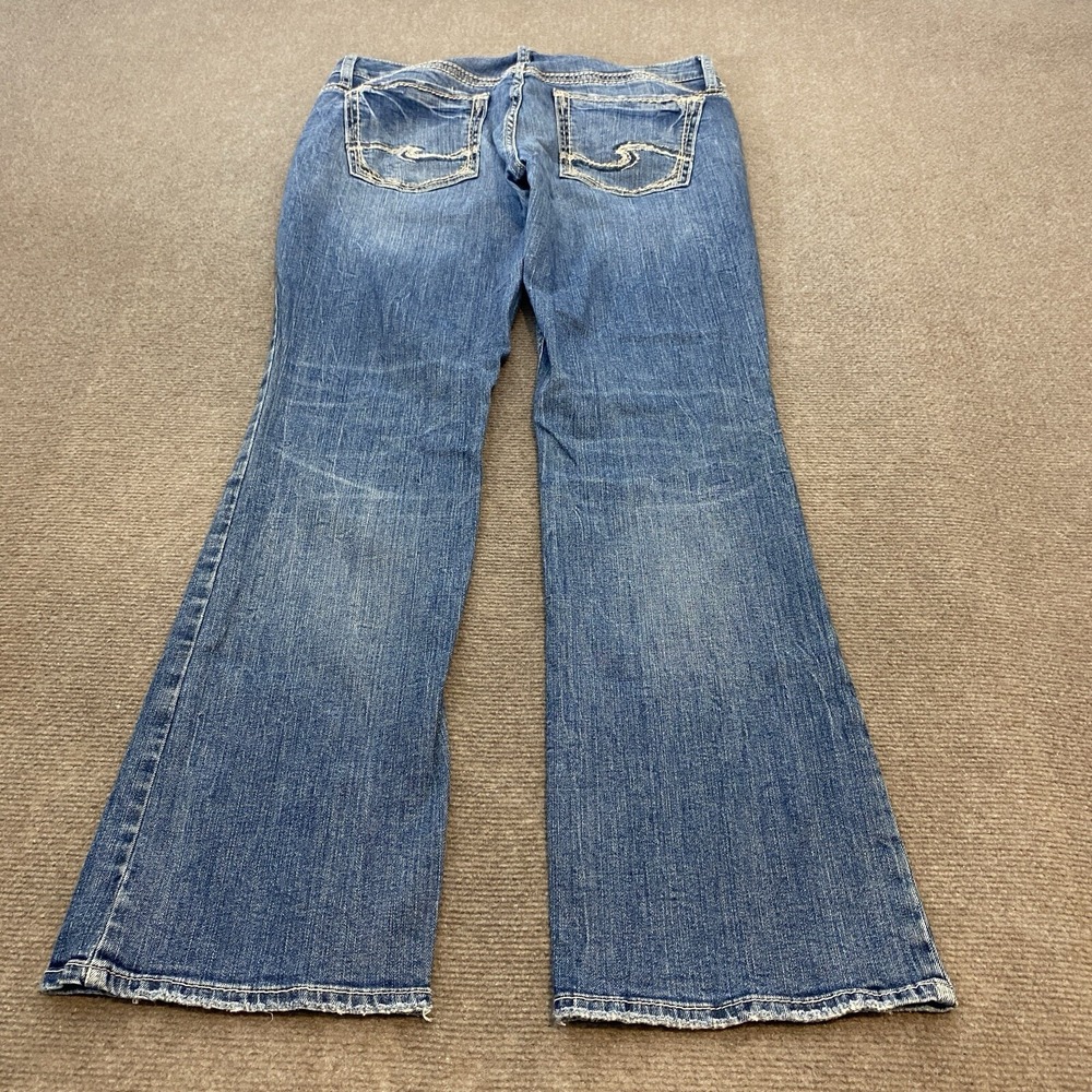 Silver Jeans‎ Womens 30 Suki Slim Boot Distressed Stretch Blue Denim Fits 32x30